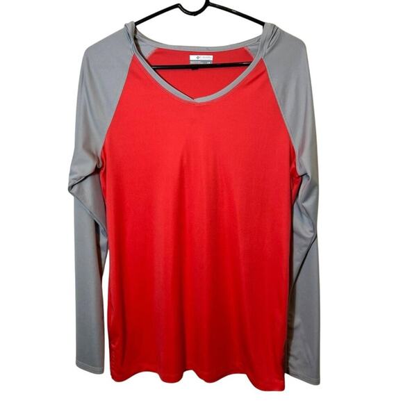 Columbia Pink & Gray Long Sleeve Hooded Shirt, Large - Picture 2 of 8